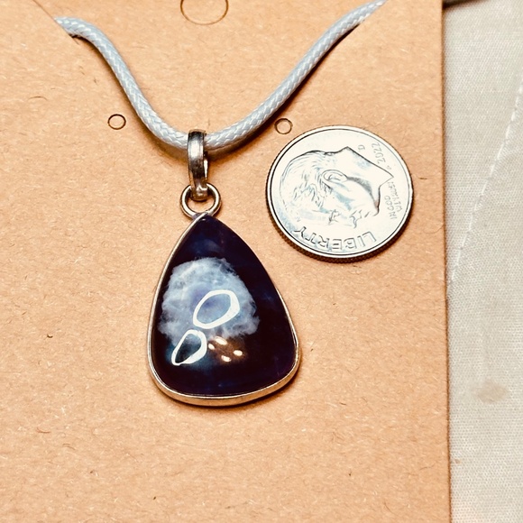 925 Sterling Silver Plated & Amethyst Stone/Crystal Pear Cut Pendant EUC - Picture 8 of 10